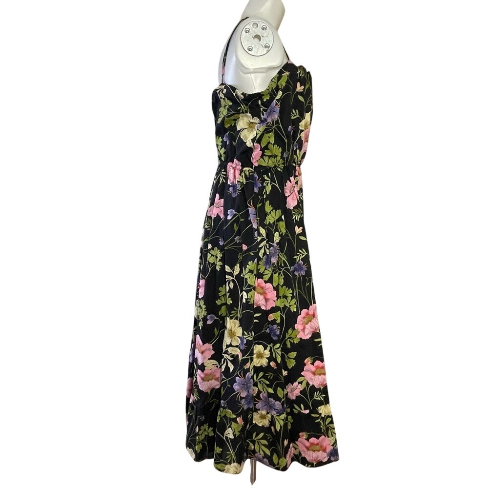 EXPRESS BLACK FLORAL SPAGHETTI STRAP FIT & FLARE DRESS Size Large - Picture 4 of 5